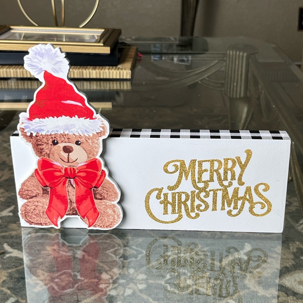 Festive Teddy Bear Merry Christmas Decor